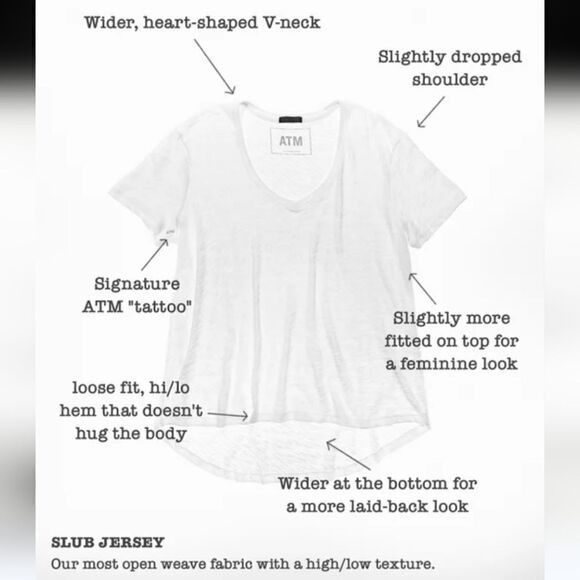 ATM Slub Jersey Boyfriend V-Neck Tee in Black Size M/L - Picture 13 of 14